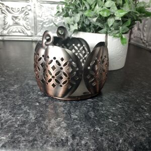 Bath Body Works Bronze Pumpkin Candle Holder Jack O Lantern Luminary  Halloween
